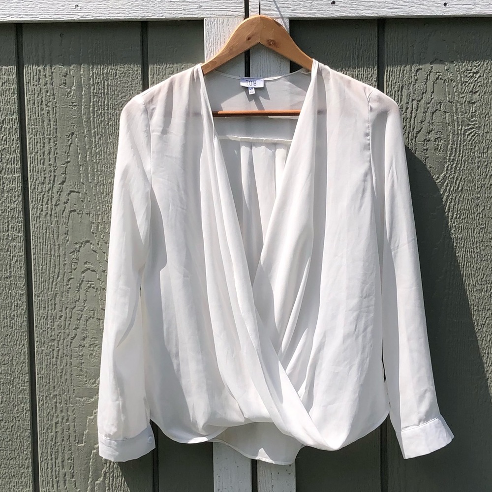 Tobi White Chiffon Top